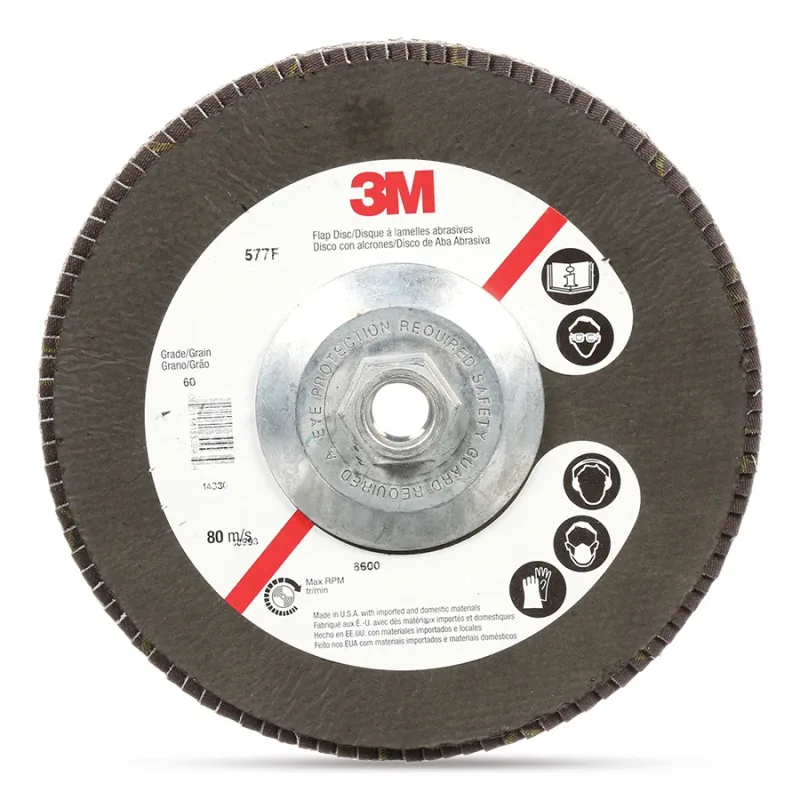 Flap Disc 577F, 4-1/2 in dia, 60 grit, 5/8 in-11 arbor, 13300 RPM