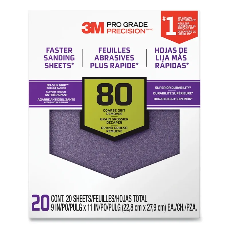 SANDING SHEETS 9 IN X 11IN 80 GR 20 SHTS/PK
