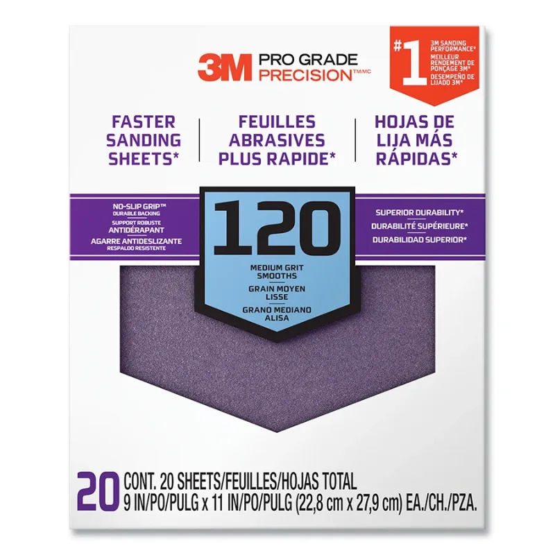 SANDING SHEETS 9 IN X 11IN 120 GR 20 SHTS/PK
