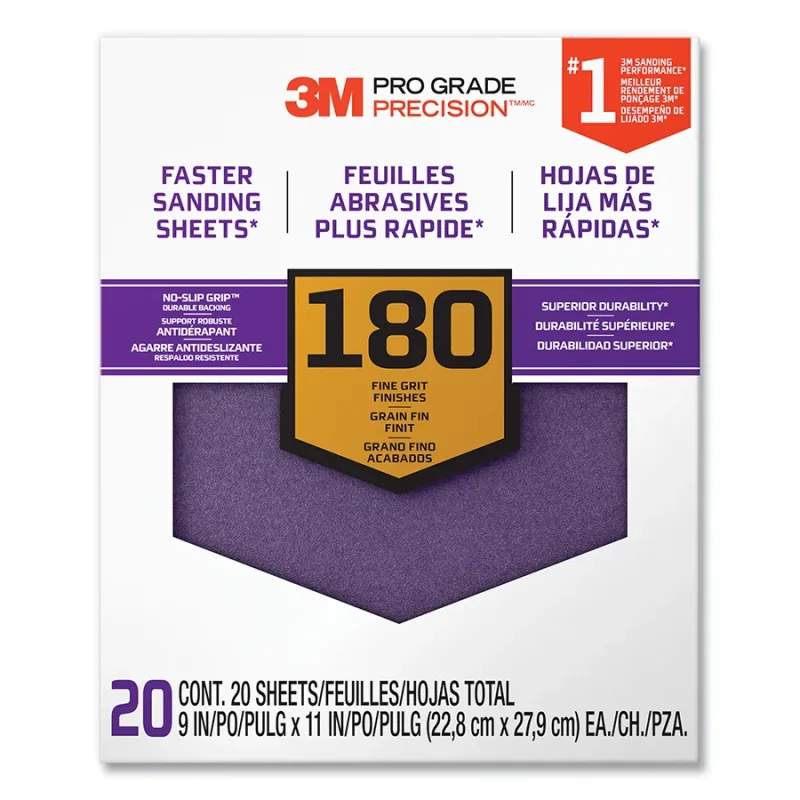 SANDING SHEETS 9 IN X 11IN 180 GR 20 SHTS/PK