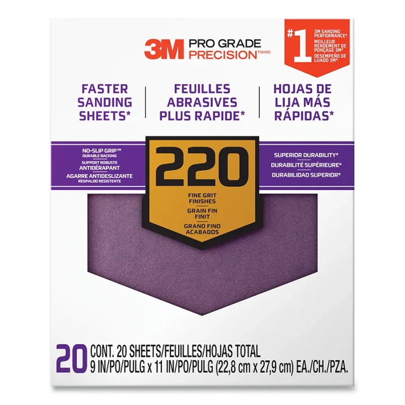 SANDING SHEETS 9 IN X 11IN 220 GR 20 SHTS/PK