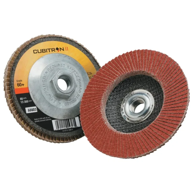 Cubitron™ II Flap Discs 967A, 4-1/2 in dia x 5/8 in-11, T27 Quick Change, 60+, 13300 RPM