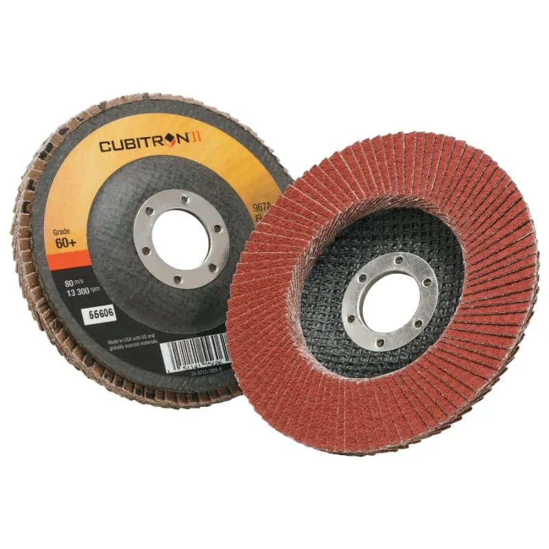 Cubitron™ II Flap Discs 967A, 4-1/2 in dia x 7/8 in AH, T27, 60+, 13300 RPM