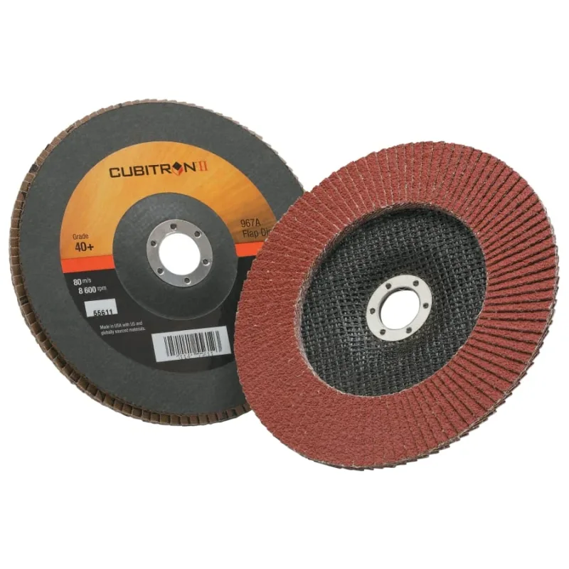 Cubitron™ II Flap Discs 967A, 7 in dia x 7/8 in AH, T27, 40+, 8600 RPM