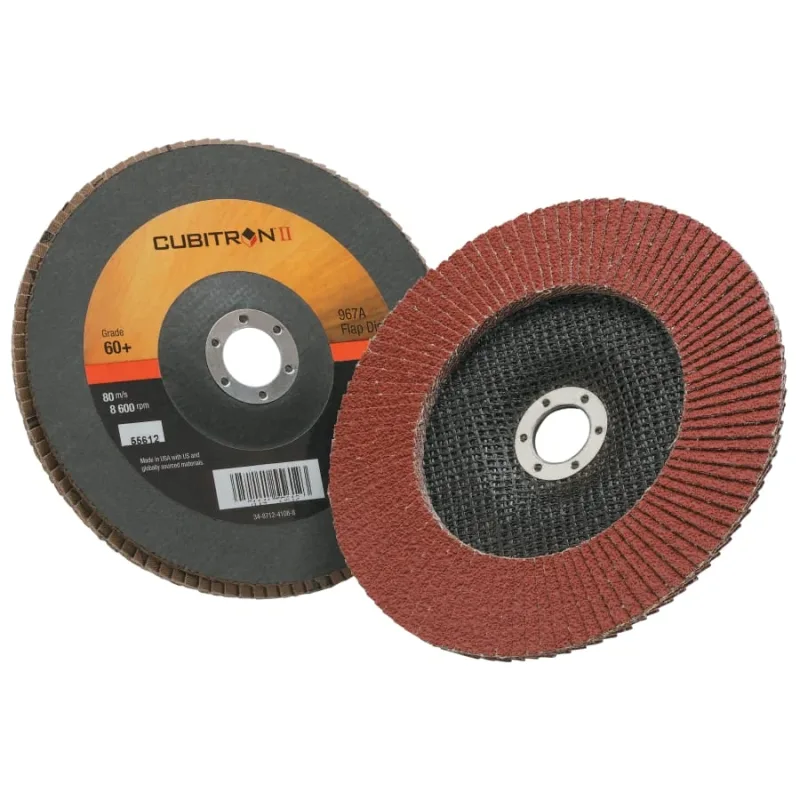 Cubitron™ II Flap Discs 967A, 7 in dia x 7/8 in AH, T27, 60+, 8600 RPM
