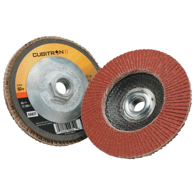 Cubitron™ II Flap Discs 967A, 4-1/2 in dia x 5/8 in-11, T29 Quick Change, 60+, 13300 RPM