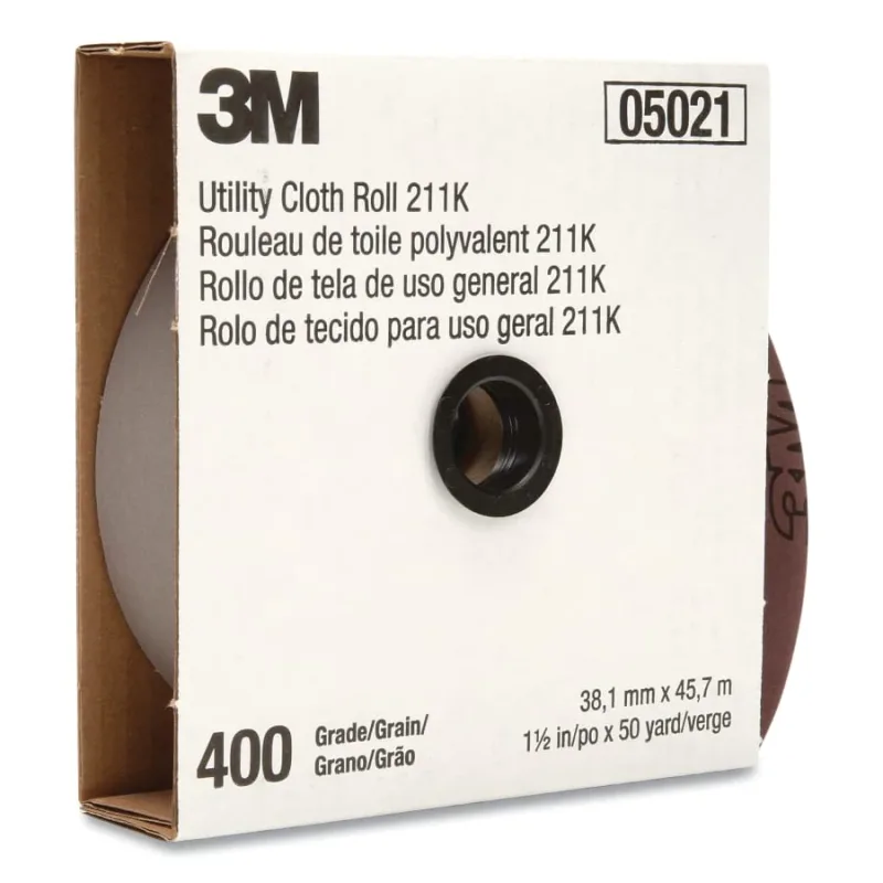 211K Utility Cloth Roll, 1 in W, 50 yd L, 400 Grit