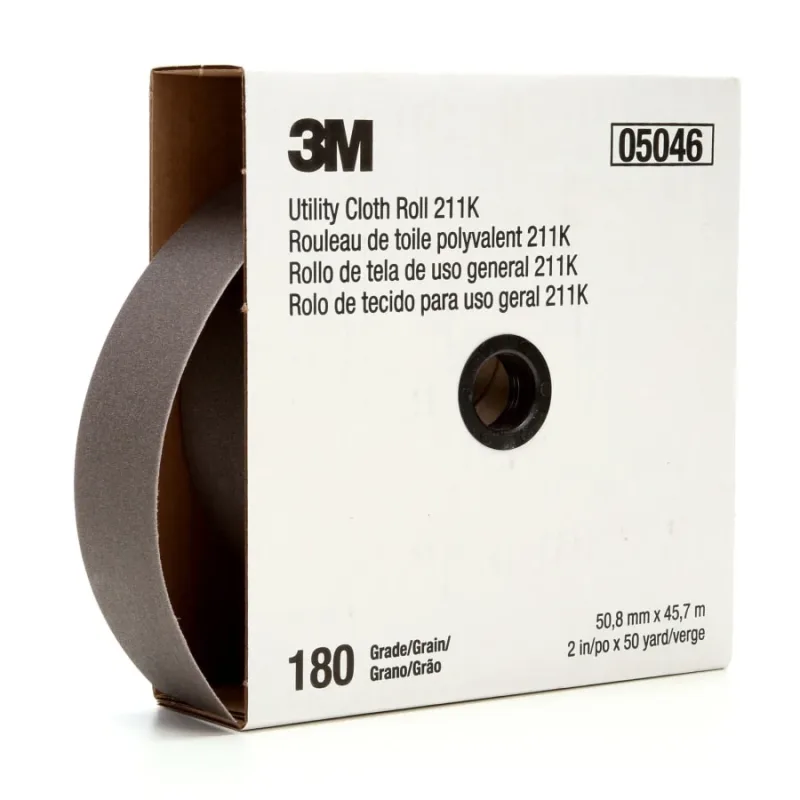 211K Utility Cloth Rolls, 2 in, 50 yd, 180 Grit