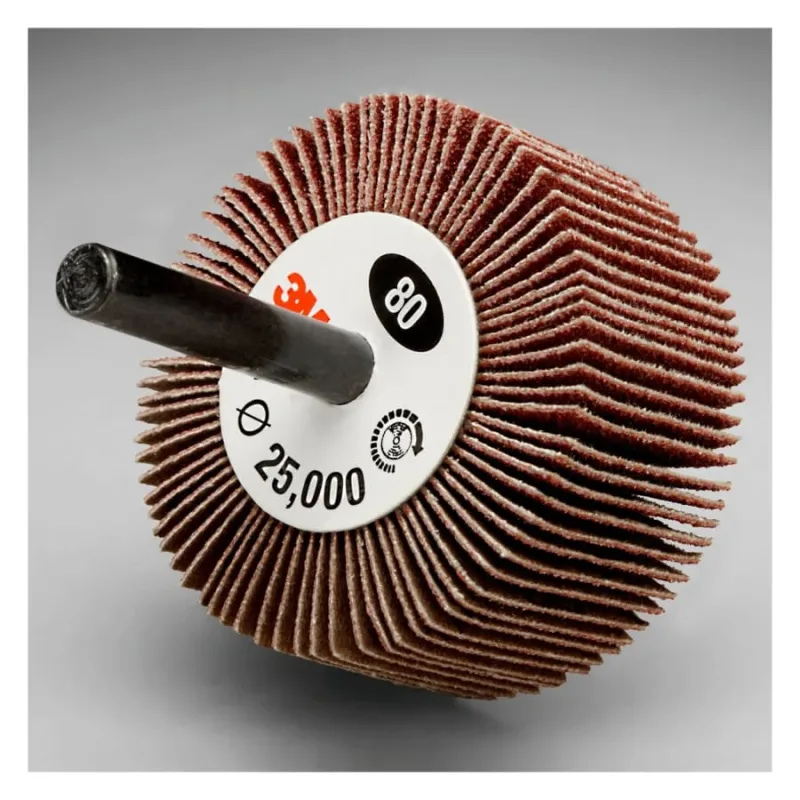 Spindle Mounted Flap Wheel, 2 in dia, 1 in Thick, 60 Grit, 1/4 in Shank dia, Aluminum Oxide