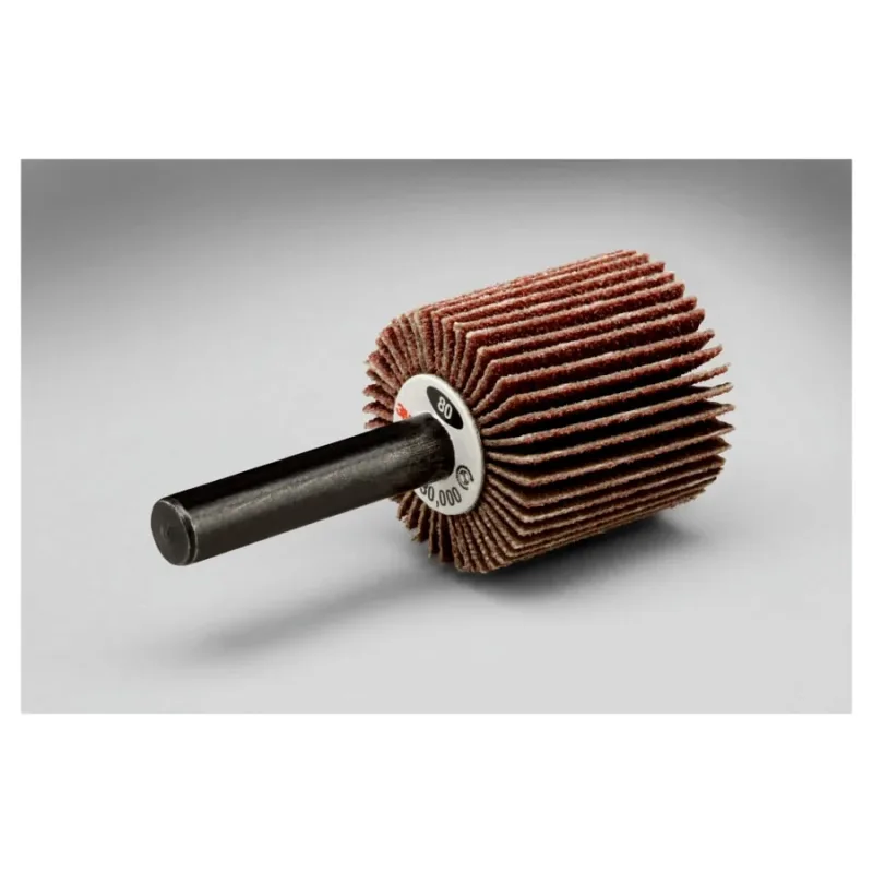 Spindle Mounted Flap Wheel, 1 in dia, 1 in Thick, 60 Grit, 1/4 in Shank dia, Aluminum Oxide