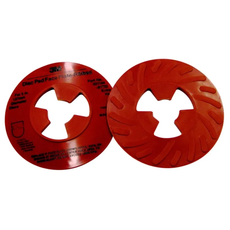 Disc Pad Face Plate, Ribbed Retainer Nut, 5 in dia, Extra Hard, Red