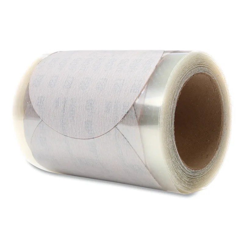 Microfinishing PSA Film Disc Rolls, Aluminum Oxide, 5 in dia, 220 grit, PSA
