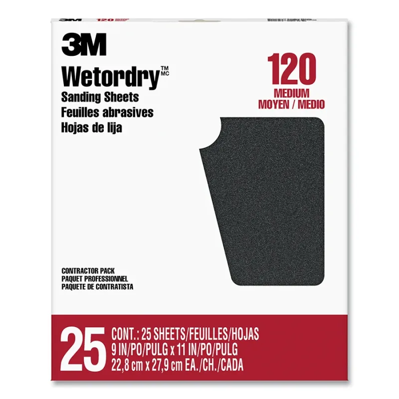 SANDING SHEETS 9" X 11"120 GRIT 25 SHEETS/PK
