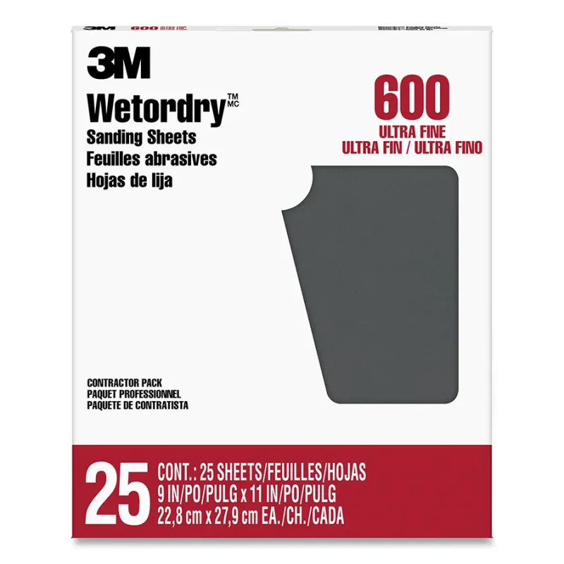 SANDING SHEETS 9" X 11"600 GRIT 25 SHEETS/PK