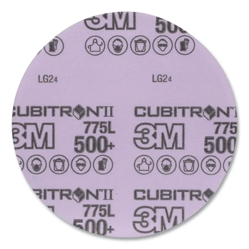 Cubitron™ II Hookit™ 775L Film Disc, Precision Shaped Ceramic, 6 in dia, 500+ Grit, 600Z