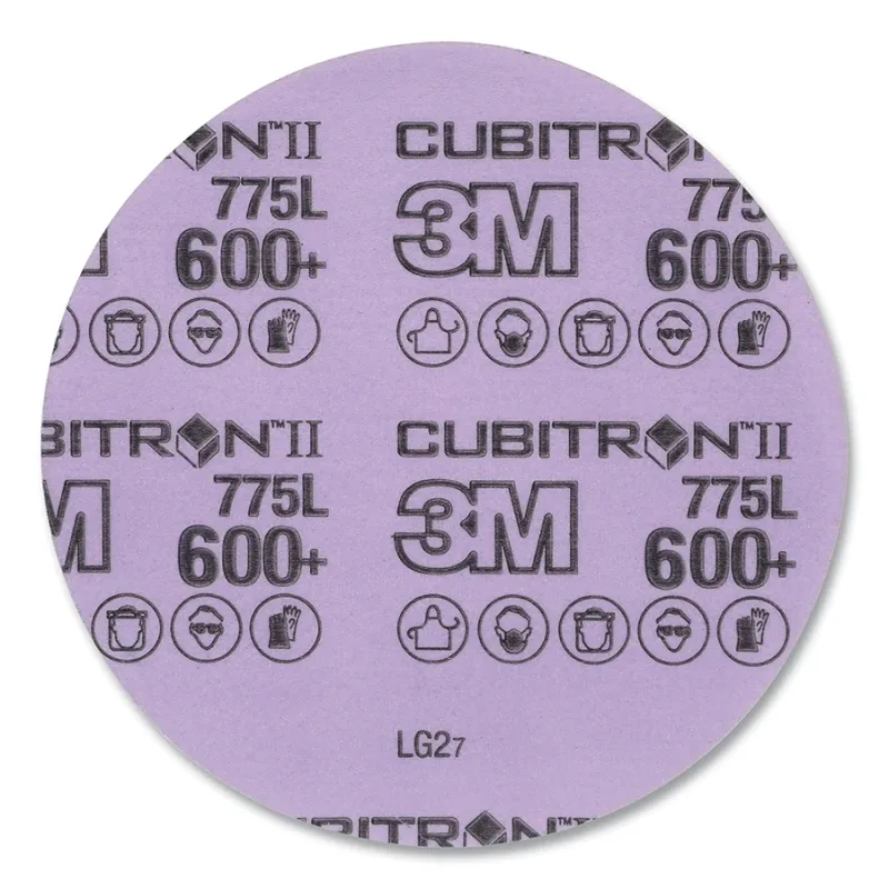 Cubitron™ II Stikit™ Film Disc 775L, Precision Shaped Ceramic, 5 in dia, 0.875 in, 600+, Die 500X, Linered, 50 EA/CT