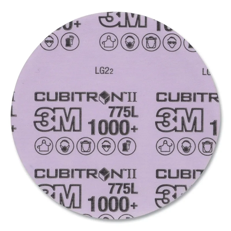 Cubitron™ II Stikit™ Film Disc 775L, Precision Shaped Ceramic, 5 in dia, 0.875 in, 1000+, Die 500X, Linered, 50 EA/CT