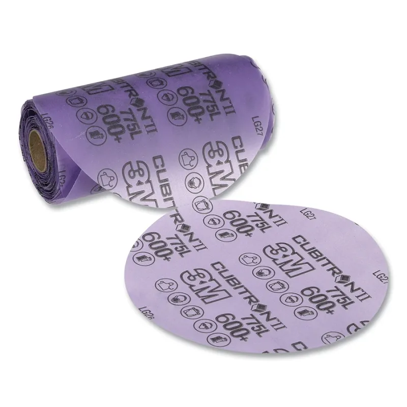 Cubitron™ II Stikit™ Film Disc Roll 775L, Precision Shaped Ceramic, 5 in dia, Linered, 600+ Grit, 500X
