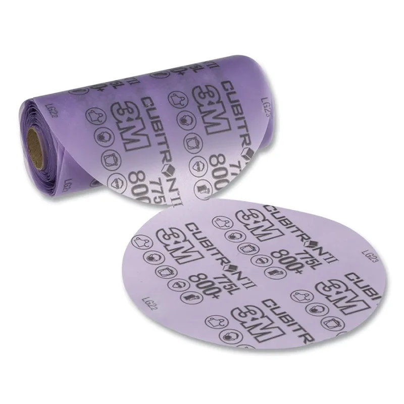 Cubitron™ II Stikit™ Film Disc Roll 775L, Precision Shaped Ceramic, 5 in dia, Linered, 800+ Grit, 500X