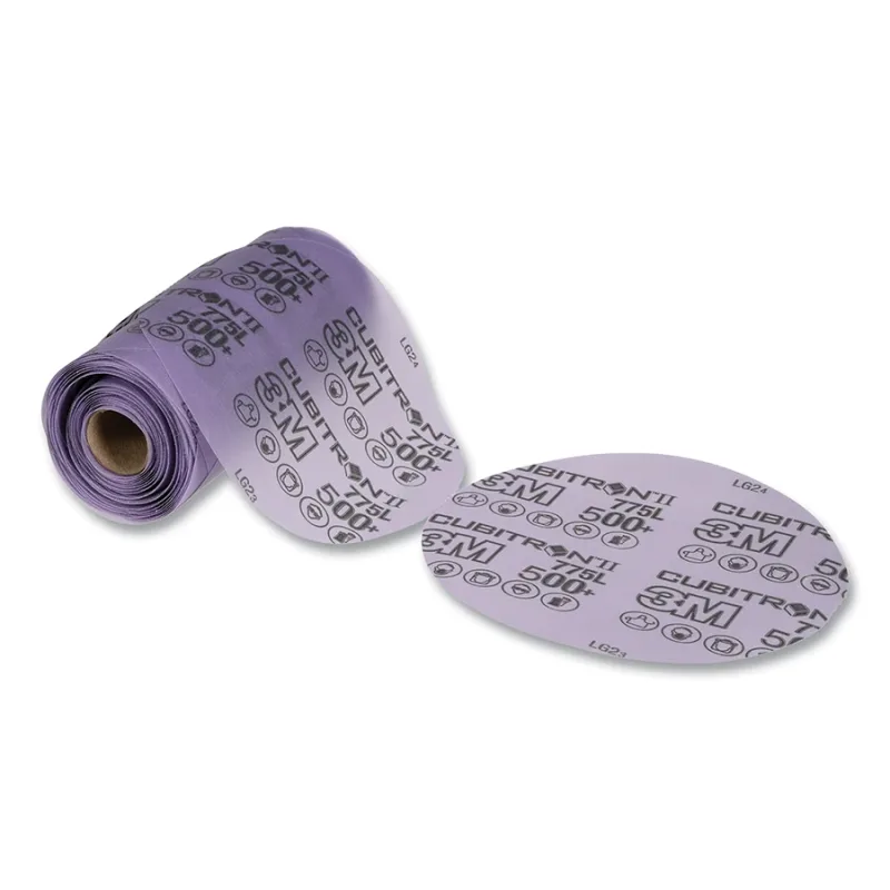 Cubitron™ II Stikit™ Film Disc Roll 775L, Precision Shaped Ceramic, 6 in dia, Linered, 500+ Grit, 600Z