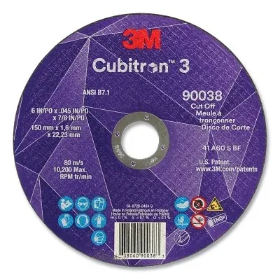 Cubitron™ 3 Cut-Off Wheel, 6 in dia x 0.045 in Thick x 7/8 in Arbor, 60+ Grit, T1