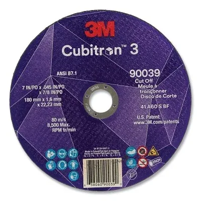 Cubitron™ 3 Cut-Off Wheel, 7 in dia x 0.045 in Thick x 7/8 in Arbor, 60+ Grit, T1