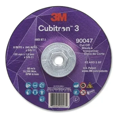 Cubitron™ 3 Cut-Off Wheel, 6 in dia x 0.045 in Thick x 5/8 in-11 Arbor, 60+ Grit, T27