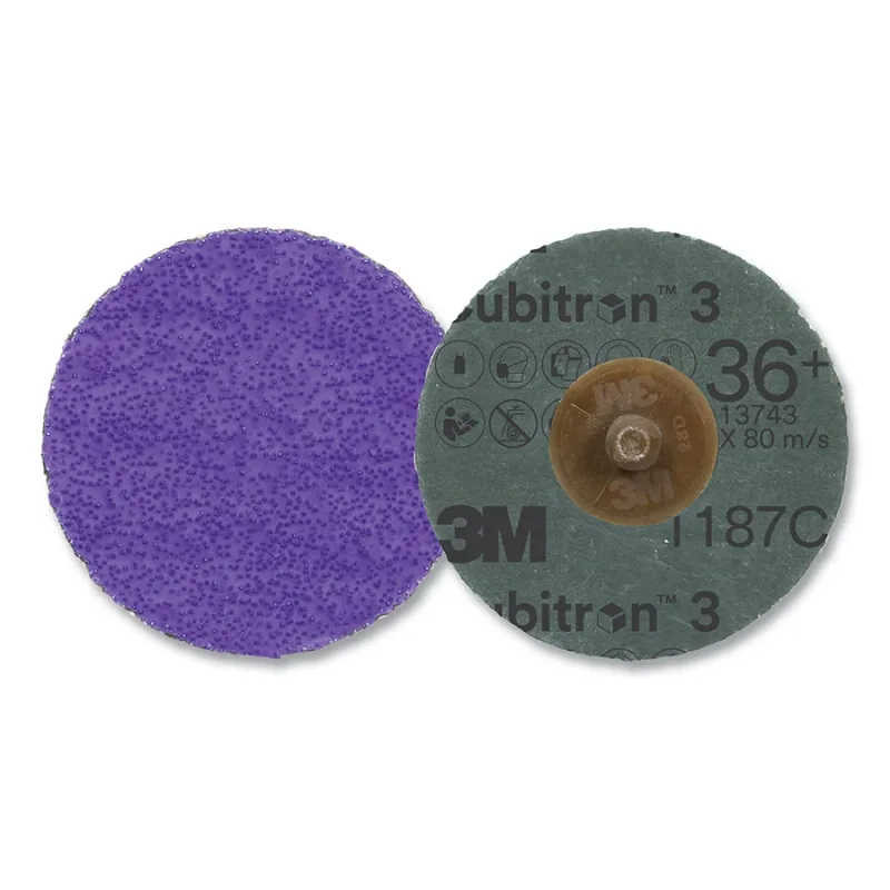 Cubitron™ 3 Roloc™ Fibre Disc, 36+ Grit, TR, Purple, 3 in, Die R300V