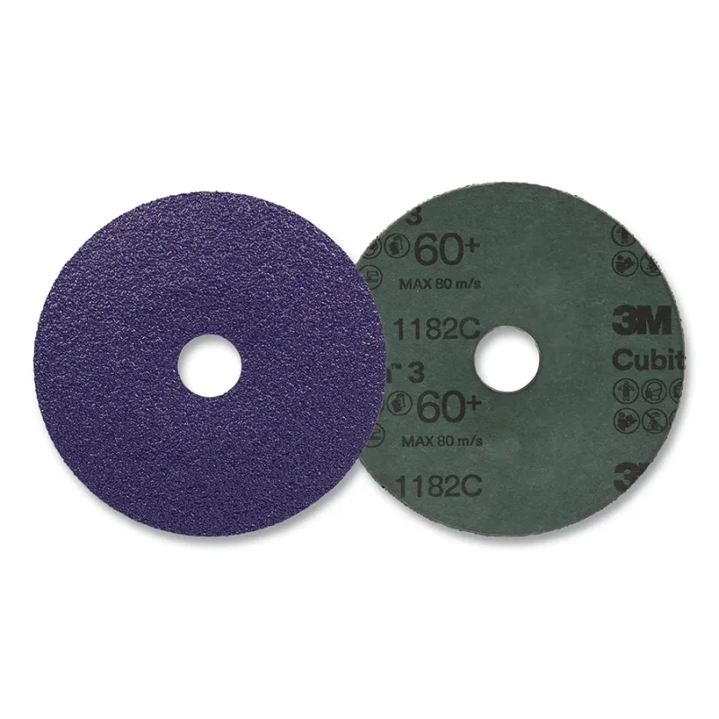 Cubitron™ 3 Fibre Disc 1182C, Precision Shaped Ceramic, 4.5 in dia, 0.875 in AH, 60+, Die 450 E, 25 EA/BG