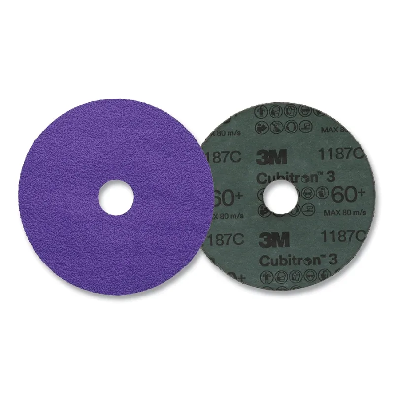Cubitron™ 3 Fibre Disc 1187C, Precision Shaped Ceramic, 4.5 in dia, 0.875 in AH, 60+, Die 450E, 25 EA/BG