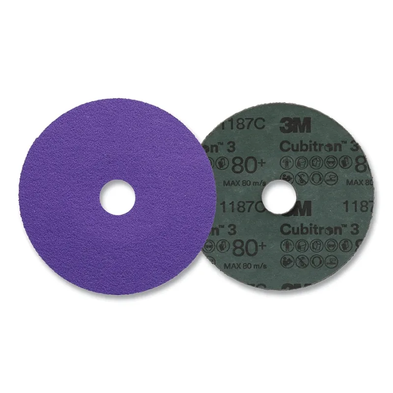 Cubitron™ 3 Fibre Disc 1187C, Precision Shaped Ceramic, 5 in dia, 0.875 in AH, 80+, Die 500P, 25 EA/BG