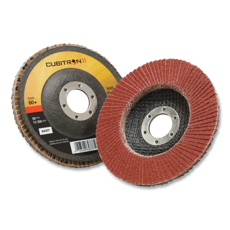 Cubitron™ II Flap Disc 969F, 4-1/2 in dia x 5/8 in-11 Arbor, 60+ Grit, T27, 13300 RPM