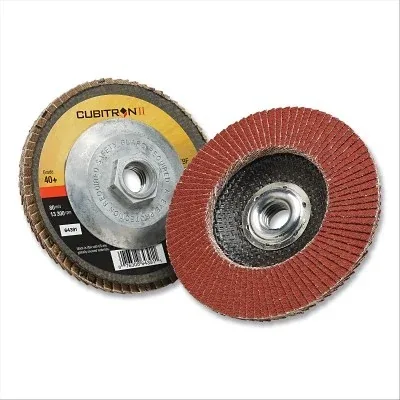 Cubitron™ II Flap Disc 969F, 4 in dia x 3/8 in-24 Arbor, 40+ Grit, T29, 13300 RPM
