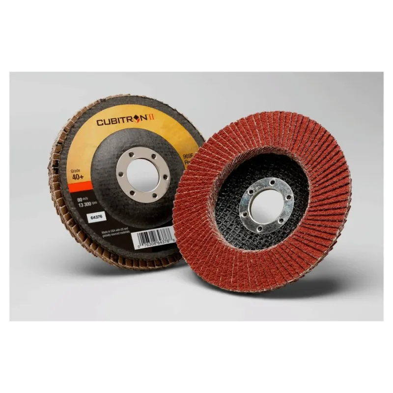Cubitron™ II Flap Disc 969F, 4-1/2 in dia x 5/8 in-11 Arbor, 40+ Grit, T29, 13300 RPM