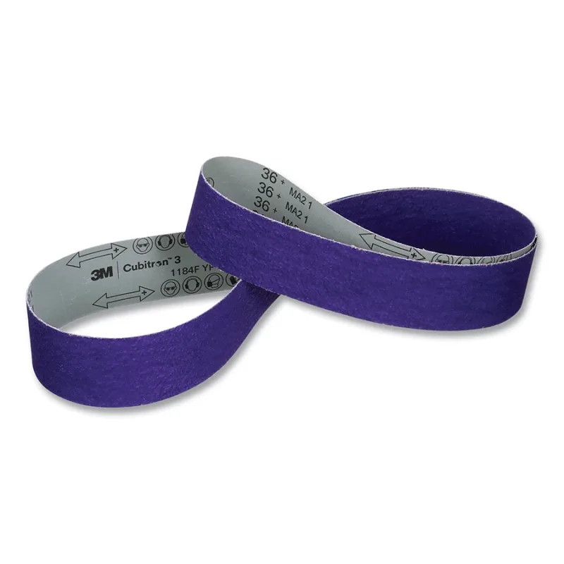 Cubitron™ 3 Cloth Belt 1184F, Precision Shaped Ceramic, 1-3/16 in W x 21 in L, 36+ Grit, Film-lok, Single-flex
