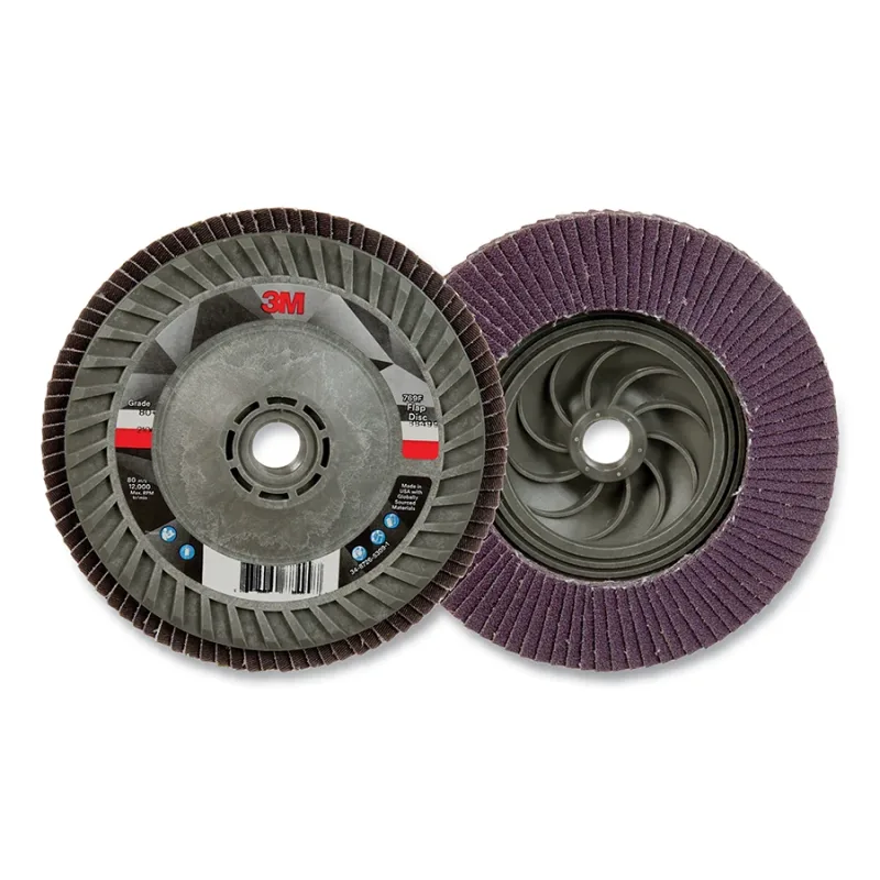 Flap Disc 769F, 5 in dia, 80+ Grit, 5/8 in-11 arbor, 12000 RPM