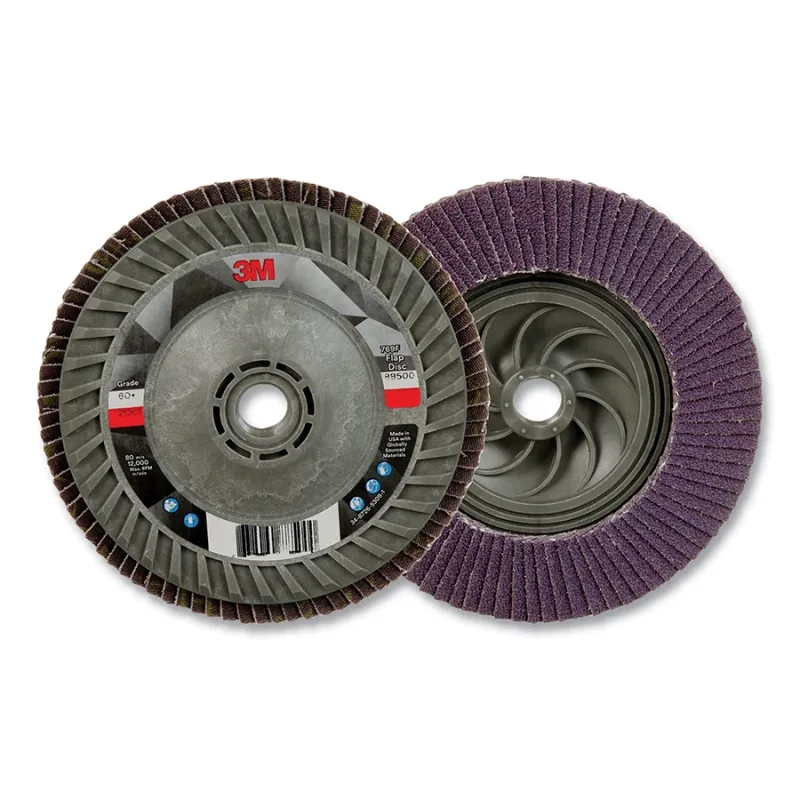 Flap Disc 769F, 5 in dia, 60+ Grit, 5/8 in-11 arbor, 12000 RPM