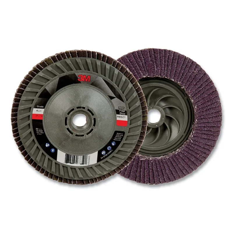 Flap Disc 769F, 5 in dia, 40+ Grit, 5/8 in-11 arbor, 12000 RPM