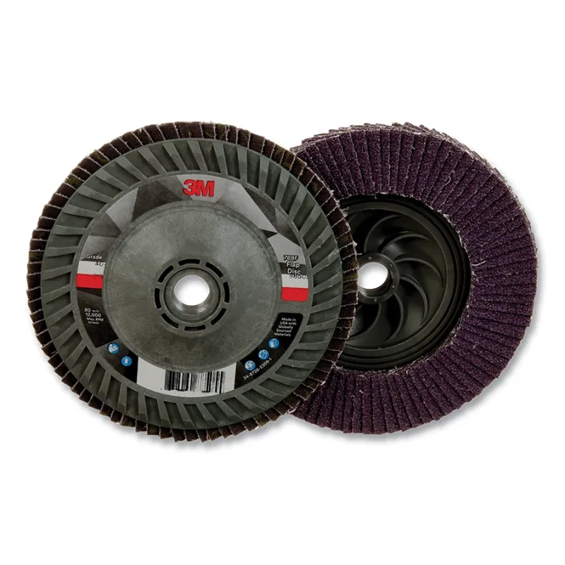 Flap Disc 769F, 5 in dia, 40+ Grit, 5/8 in-11 arbor, 12000 RPM