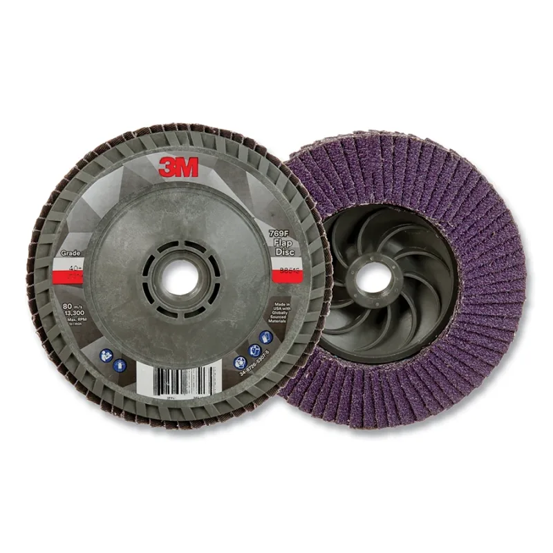 Flap Disc 769F, 4.5 in dia, 40+ Grit, 5/8 in-11 arbor, 13300 RPM