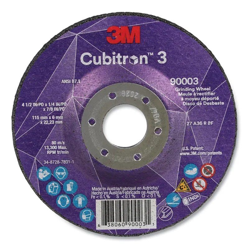 Cubitron™ 3 Depressed Center Grinding Wheel, 4-1/2 in dia x 1/4 in Thick x 7/8 in Arbor, 36+ Grit, T27