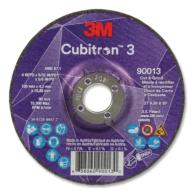 Cubitron™ 3 Cut and Grind Wheel, 4 in dia x 5/32 in Thick x 5/8 in Arbor, 36+ Grit, T27