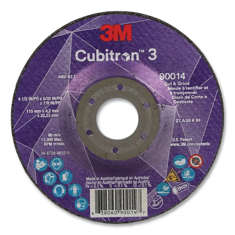 Cubitron™ 3 Cut and Grind Wheel, 4-1/2 in dia x 5/32 in Thick x 7/8 in Arbor, 36+ Grit, T27