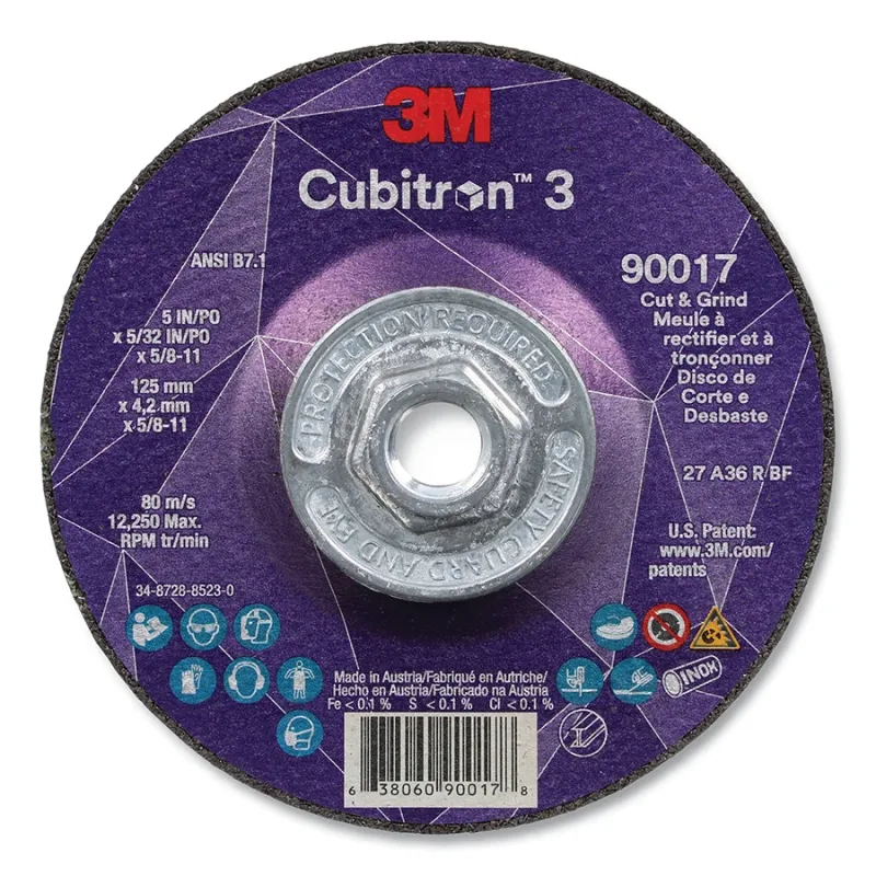Cubitron™ 3 Cut and Grind Wheel, 5 in dia x 5/32 in Thick x 5/8 in-11 Arbor, 36+ Grit, T27