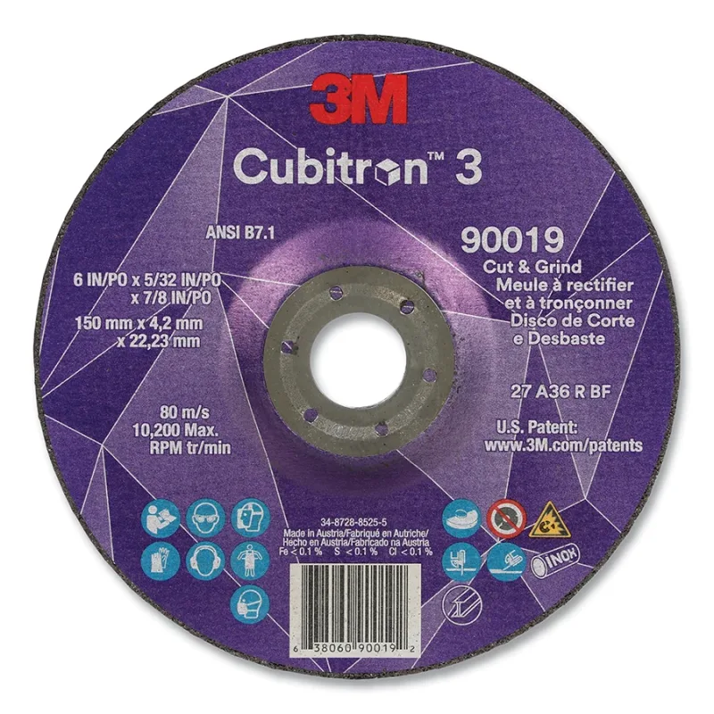 Cubitron™ 3 Cut and Grind Wheel, 6 in dia x 5/32 in Thick x 7/8 in Arbor, 36+ Grit, T27