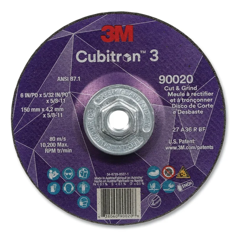 Cubitron™ 3 Cut and Grind Wheel, 6 in dia x 5/32 in Thick x 5/8 in-11 Arbor, 36+ Grit, T27