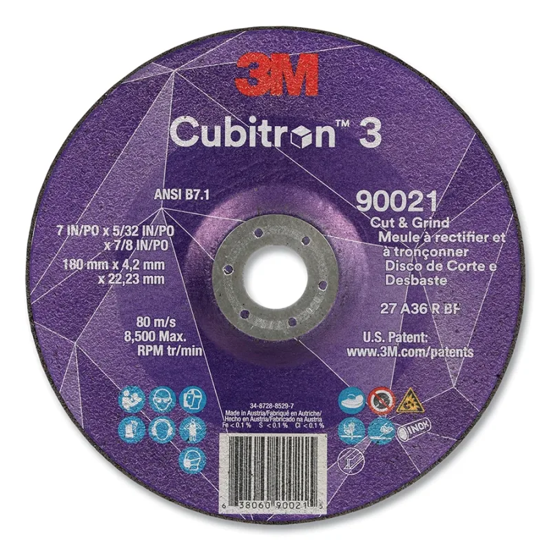 Cubitron™ 3 Cut and Grind Wheel, 7 in dia x 5/32 in Thick x 7/8 in Arbor, 36+ Grit, T27