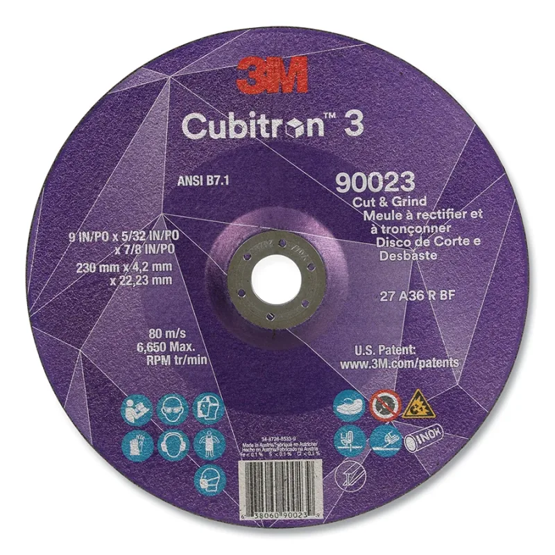 Cubitron™ 3 Cut and Grind Wheel, 9 in dia x 5/32 in Thick x 7/8 in Arbor, 36+ Grit, T27