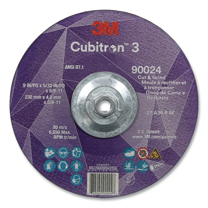 Cubitron™ 3 Cut and Grind Wheel, 9 in dia x 5/32 in Thick x 5/8 in-11 Arbor, 36+ Grit, T27