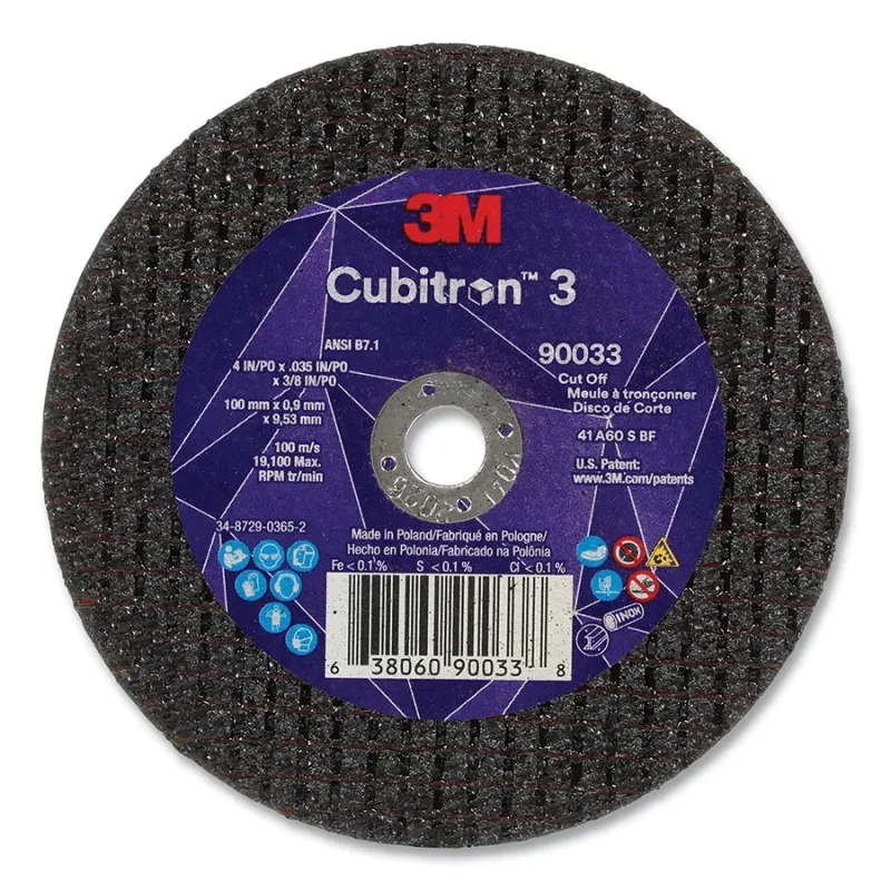 Cubitron™ 3 Cut-Off Wheel, 4 in dia x 0.035 in Thick x 3/8 in Arbor, 60+ Grit, T1